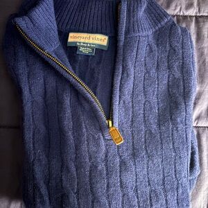 Vineyard Vines Cable Crewneck Mens Cashmere Sweater Dark Nautical Navy Blue XL